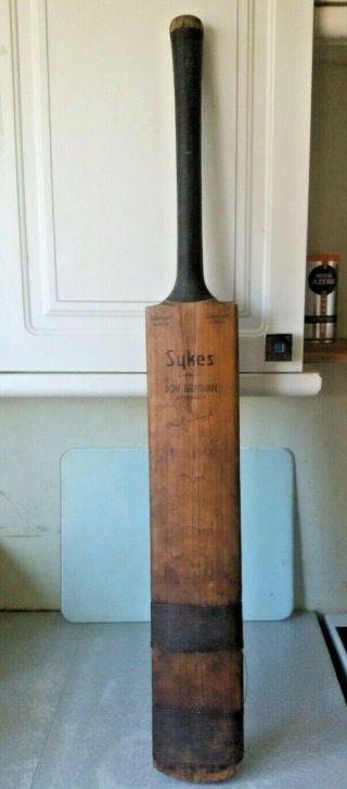 Vintage Cricket Bat - Sykes - Don Bradman Autograph - Well