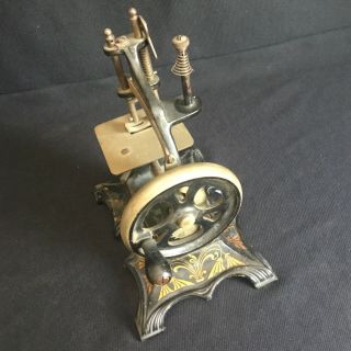 Antique Gold Gilt Dec.  Cast Iron Muller ? Miniature Toy Sewing Machine No.  28509 3