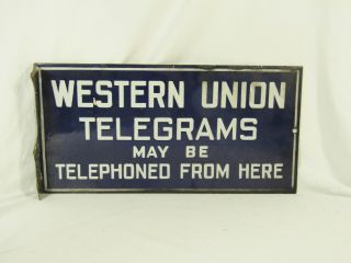 Vintage Western Union Telegrams May Be Telephoned Double Side Flange Sign