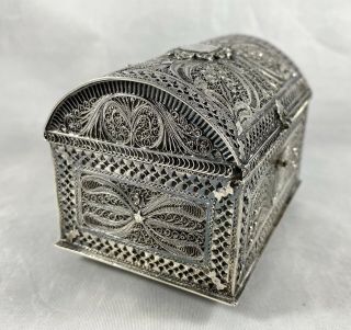 Vintage Middle Eastern Sterling Silver Filigree Box 105 Grams 3