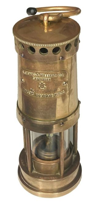 Small Brass Vintage Miners Lamp E Thomas & Williams Cambrian Aberdare -