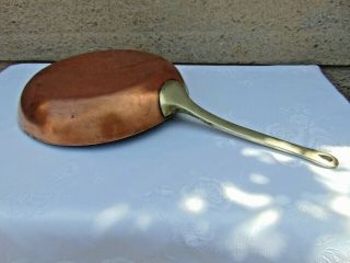 Rare Antique French Copper Frying Pan S.  O.  H.  Royal Gravier Amiens Silver Lined