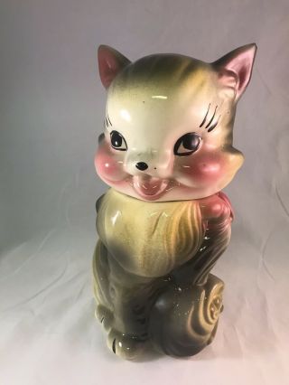 Vintage 1950’s Adorable American Bisque “fluffy The Cat” Cookie Jar