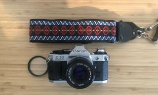 Canon Ae - 1 Program 35mm Slr Film Camera With 50mm 1.  8 With Vintage Strap