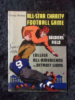 Vintage September 1,  1936 College All - Americans Vs Detroit Lions Program 246