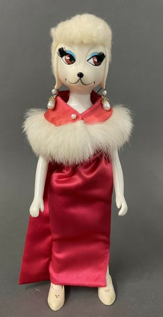 Vintage 1966 Hasbro Peteena The Poodle 9 " Fashion Doll Dog W/ Dress Earrings