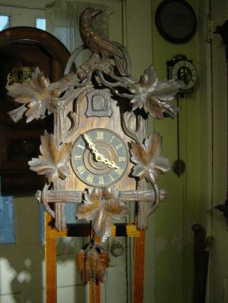Antique Large Lyre Movement German Black Forest Cuckoo Clock For Restoration