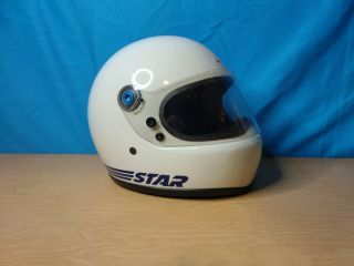 Vintage Bell Star Helmet Size 7 1/2 60 White Motorcycle Snowmobile