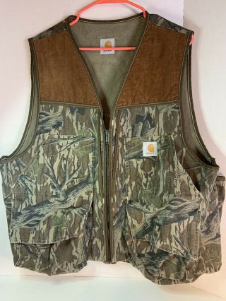 Vintage Carhatt Mossy Oak Camo Corduroy Hunting Vest Ideal Zipper (see Notes)
