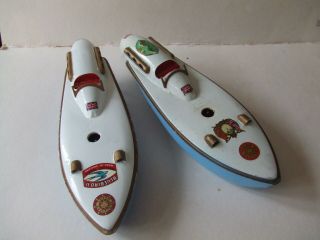 2 X 1952 Vintage Sutcliffe Tinplate Clockwork Bluebird Speedboats Order