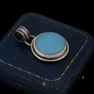 Antique Vintage Art Deco Sterling Silver Blue Moonstone Necklace Pendant 11.  2g