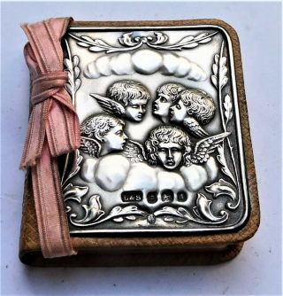Hm1903 Silver Cherub Reynolds Angels Wedding Miniature Book Vintage