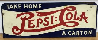Vintage Double Dot Pepsi Cola Metal Store Display Stand Sign Take Home A Carton