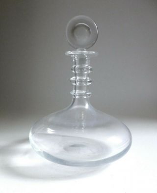 Baccarat Crystal Vintage Commodore Decanter.  Ring Neck,  Bullseye Stopper France