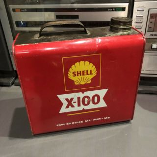 Vintage Shell X - 100 Motor Oil Tin 5 Litres Red