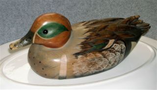 Tom Taber Vintage 80 ' s Signed Hand Carved Wooden Duck Decoy 2