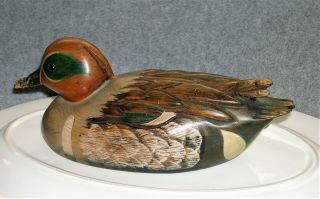 Tom Taber Vintage 80 ' s Signed Hand Carved Wooden Duck Decoy 3