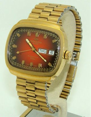 Vintage Movado Kingmatic Video Automatic 39mm Gold Tone Watch On Bracelet C.  70 