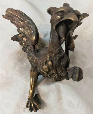 Vintage Bronze Figure Of A " Griffin ",  It Was Part Of Something.  Clock,  Furniture