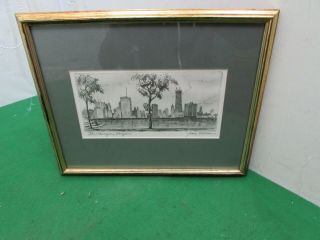 Vintage Pencil Signed Etching " The Changing Skyline " By James Swann