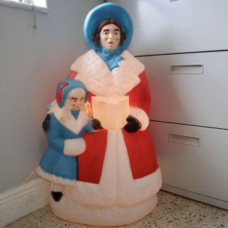 Vintage Empire Blow Mold Christmas Carolers Carolina Ent.  Dickens Lady With Girl