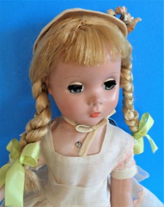 Vintage 14  Madame Alexander Polly Pigtails Doll Orig Tagged Dress