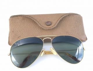 Vintage Rayban 1960s Gold Aviator Sunglasses B&l 1/30 10k Gf Usa