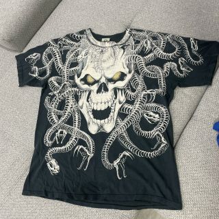 Vintage Skull Snake Head 1993 Liquid Blue T - Shirt - Size: Xl Vtg Reprint