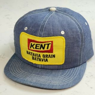 Vintage Kent Feeds Snapback Trucker Hat Denim.  Patch Cap K Brand Made In The Usa
