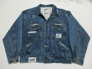 Vintage Get By Elie Denim Blue Jean Jacket Men 
