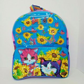 Vintage 90s Lisa Frank Kitty Cat & Sunflowers Full Sized Colorful Backpack Rare