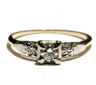 14k Yellow Gold.  19ct Vs H Round Diamond Vintage Engagement Ring 1.  6g Estate