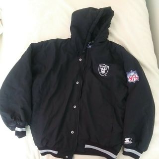 Vtg Starter Oakland Raiders Full Zip Parka Bomber Puffer Jacket Size Large