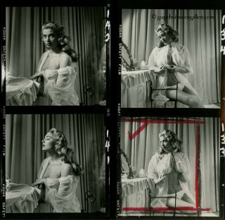 1950s Bunny Yeager Contact Sheet Photo 12 Frames Stunning Nadine Ducas Boudoir 2