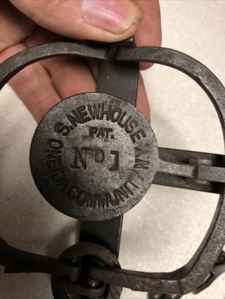 Newhouse 1 vintage trap in.  w/stamped spring 100 pan 3