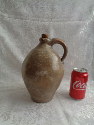 Antique Early 19th Century Ovoid Redware Or Stoneware Jug
