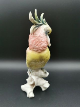 Vintage Karl ENS Germany Pink Parrot Cockatoo Porcelain Figurine 2