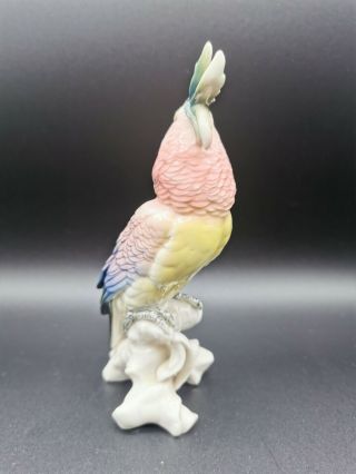 Vintage Karl ENS Germany Pink Parrot Cockatoo Porcelain Figurine 3