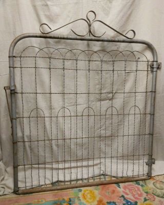 Vintage Twisted Metal Garden Gate Rustic Victorian Cottage Fence Scrolled Iron
