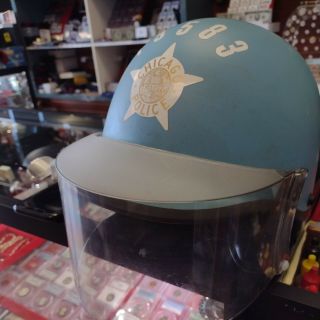 Vintage 1960 - 1970 ' s Chicago Police Riot/Motorcycle Helmet w/Faceshield - Retired 2