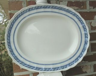 Vtg Wedgwood Stratford Etruria England White/blue 17 " Oval Roast Serving Platter