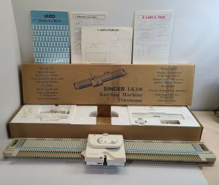 Vtg Like Singer Lk100 Knitting Machine 95 Complete W Accessories Patterns