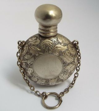 Stunning Decorative English Antique 1900 Sterling Silver Chatelaine Scent Bottle