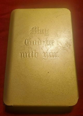Vtg Wwii Metal Cover " Protecto " Shield Heart Shield Bible " May God Be With You "