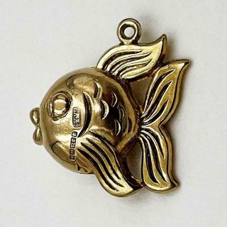 Vintage 9ct Gold Fish Charm / Pendant Birmingham 1972
