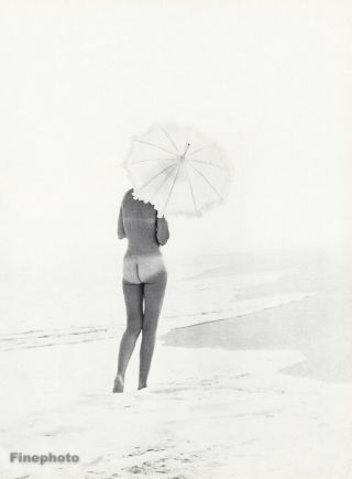 1966 Wingate Paine Vintage Female Nude Woman Butt Parasol Beach Photo Art 16x20