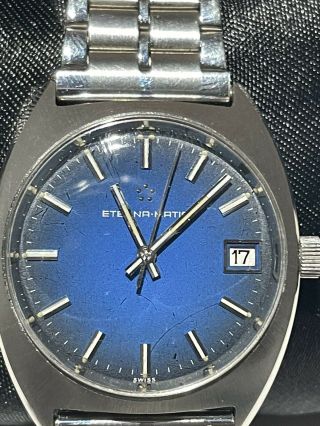 Eterna Matic vintage swiss automatic watch Ref 125T blue precious dial 2