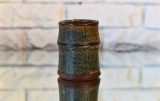 Rare Vintage Denis Vibert Maine Case Pine Tree Kiln Studio Pottery Signed Vase
