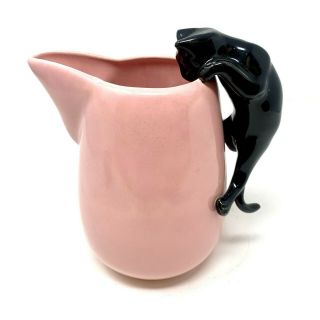 Vintage 1930s - 1940s Camark Pottery Black Cat Pitcher
