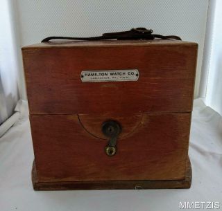 Vintage Wwii Hamilton Watch Co Wood Navy Ship Chronometer Box 1940 